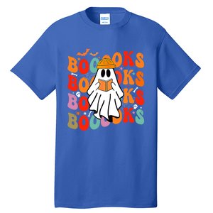 Booooks Groovy Cute Ghost Book Retro Reading Halloween Great Gift Tall T-Shirt