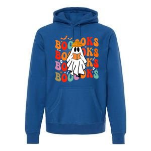 Booooks Groovy Cute Ghost Book Retro Reading Halloween Great Gift Premium Hoodie