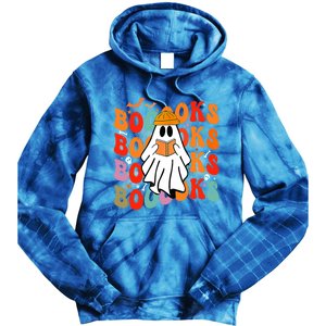 Booooks Groovy Cute Ghost Book Retro Reading Halloween Great Gift Tie Dye Hoodie