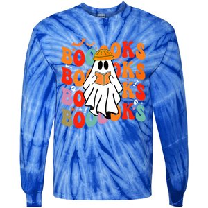 Booooks Groovy Cute Ghost Book Retro Reading Halloween Great Gift Tie-Dye Long Sleeve Shirt