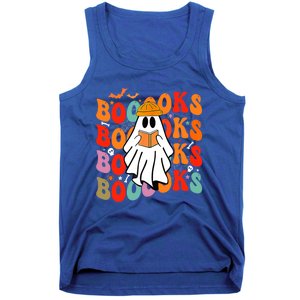 Booooks Groovy Cute Ghost Book Retro Reading Halloween Great Gift Tank Top