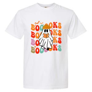 Booooks Groovy Cute Ghost Book Retro Reading Halloween Great Gift Garment-Dyed Heavyweight T-Shirt