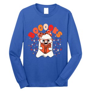 Booooks Groovy Cute Ghost Book Retro Reading Halloween Gift Long Sleeve Shirt