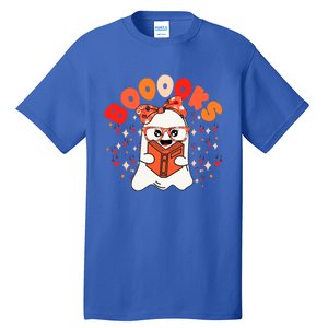 Booooks Groovy Cute Ghost Book Retro Reading Halloween Gift Tall T-Shirt