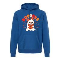 Booooks Groovy Cute Ghost Book Retro Reading Halloween Gift Premium Hoodie