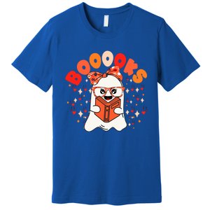 Booooks Groovy Cute Ghost Book Retro Reading Halloween Gift Premium T-Shirt