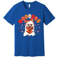 Booooks Groovy Cute Ghost Book Retro Reading Halloween Gift Premium T-Shirt