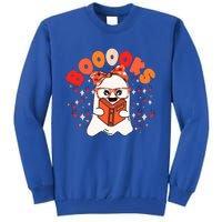 Booooks Groovy Cute Ghost Book Retro Reading Halloween Gift Tall Sweatshirt