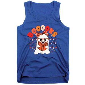 Booooks Groovy Cute Ghost Book Retro Reading Halloween Gift Tank Top