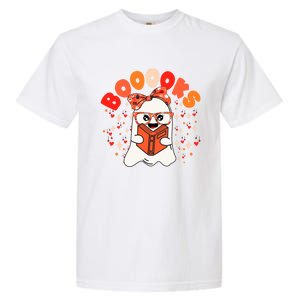 Booooks Groovy Cute Ghost Book Retro Reading Halloween Gift Garment-Dyed Heavyweight T-Shirt