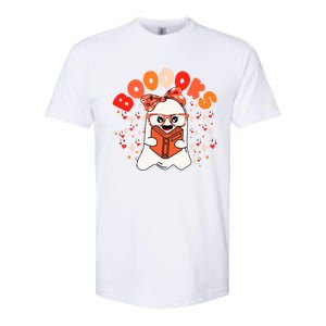 Booooks Groovy Cute Ghost Book Retro Reading Halloween Gift Softstyle CVC T-Shirt