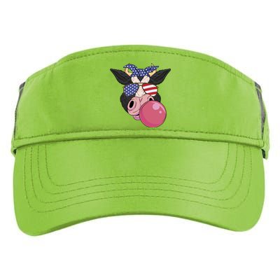 Bubble Gum Cow 4th Of July Design Usa Patriotic Cow Cute Gift Adult Drive Performance Visor