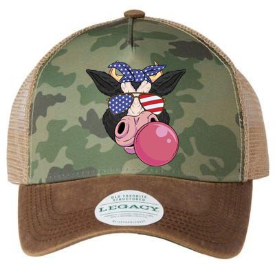 Bubble Gum Cow 4th Of July Design Usa Patriotic Cow Cute Gift Legacy Tie Dye Trucker Hat