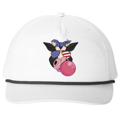 Bubble Gum Cow 4th Of July Design Usa Patriotic Cow Cute Gift Snapback Five-Panel Rope Hat