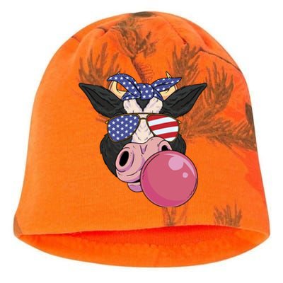 Bubble Gum Cow 4th Of July Design Usa Patriotic Cow Cute Gift Kati - Camo Knit Beanie