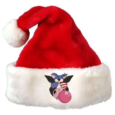 Bubble Gum Cow 4th Of July Design Usa Patriotic Cow Cute Gift Premium Christmas Santa Hat