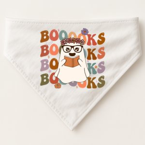 Booooks Groovy Cute Ghost Book Retro Reading Halloween Gift USA-Made Doggie Bandana