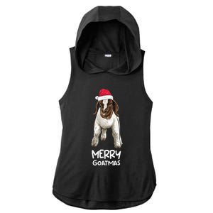 Boer goat Christmas Merry Goatmas Ladies PosiCharge Tri-Blend Wicking Draft Hoodie Tank