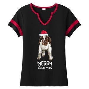 Boer goat Christmas Merry Goatmas Ladies Halftime Notch Neck Tee