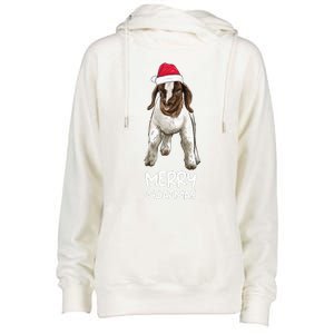 Boer goat Christmas Merry Goatmas Womens Funnel Neck Pullover Hood