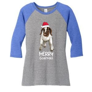 Boer goat Christmas Merry Goatmas Women's Tri-Blend 3/4-Sleeve Raglan Shirt