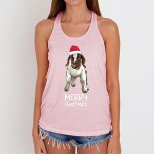 Boer goat Christmas Merry Goatmas Women's Knotted Racerback Tank