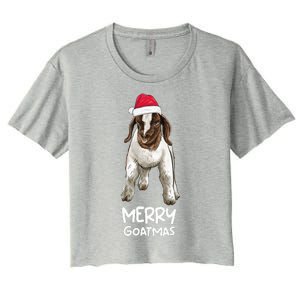 Boer goat Christmas Merry Goatmas Women's Crop Top Tee