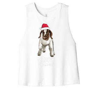 Boer goat Christmas Merry Goatmas Women's Racerback Cropped Tank