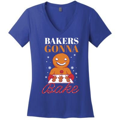 Baking Gingerbread Christmas Bakers Gonna Bake Cool Gift Women's V-Neck T-Shirt