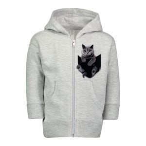 British Grey Cat In Pocket Cats Tee Gift Toddler Zip Fleece Hoodie