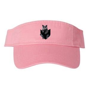 British Grey Cat In Pocket Cats Tee Gift Valucap Bio-Washed Visor