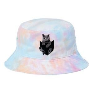 British Grey Cat In Pocket Cats Tee Gift Tie Dye Newport Bucket Hat