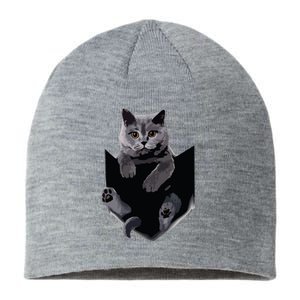 British Grey Cat In Pocket Cats Tee Gift Sustainable Beanie