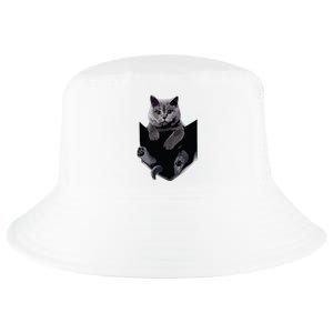 British Grey Cat In Pocket Cats Tee Gift Cool Comfort Performance Bucket Hat