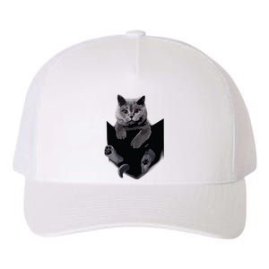 British Grey Cat In Pocket Cats Tee Gift Yupoong Adult 5-Panel Trucker Hat