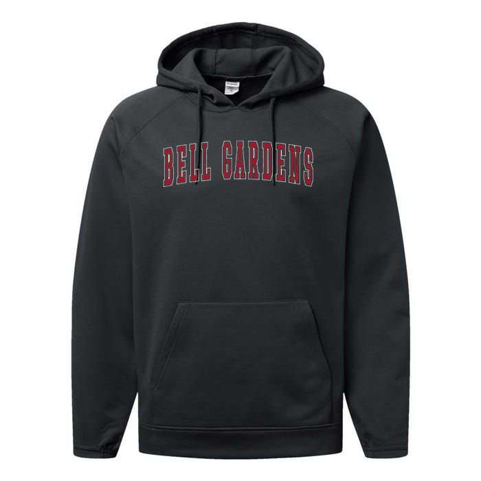 Bell Gardens California Souvenir Vacation College Style Red Performance Fleece Hoodie