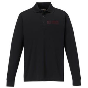 Bell Gardens California Souvenir Vacation College Style Red Performance Long Sleeve Polo