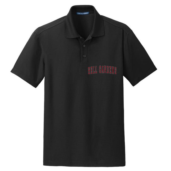 Bell Gardens California Souvenir Vacation College Style Red Dry Zone Grid Polo