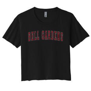 Bell Gardens California Souvenir Vacation College Style Red Women's Crop Top Tee