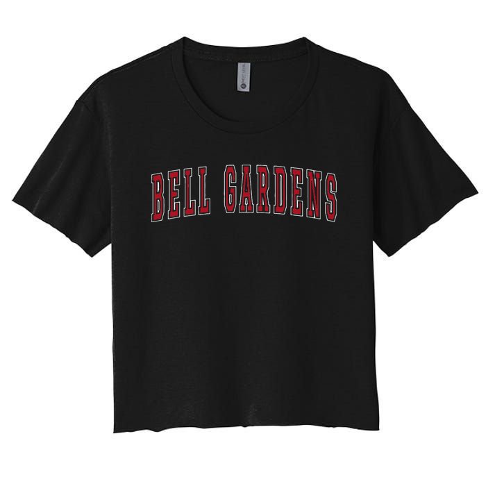 Bell Gardens California Souvenir Vacation College Style Red Women's Crop Top Tee