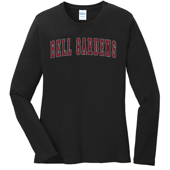 Bell Gardens California Souvenir Vacation College Style Red Ladies Long Sleeve Shirt