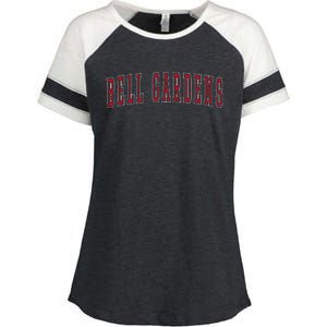 Bell Gardens California Souvenir Vacation College Style Red Enza Ladies Jersey Colorblock Tee