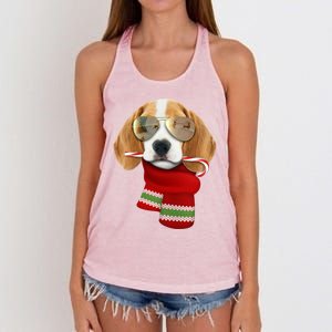 Beagle Gift Christmas Gift For Dog Lovers Puppy Sunglasses Gift Women's Knotted Racerback Tank