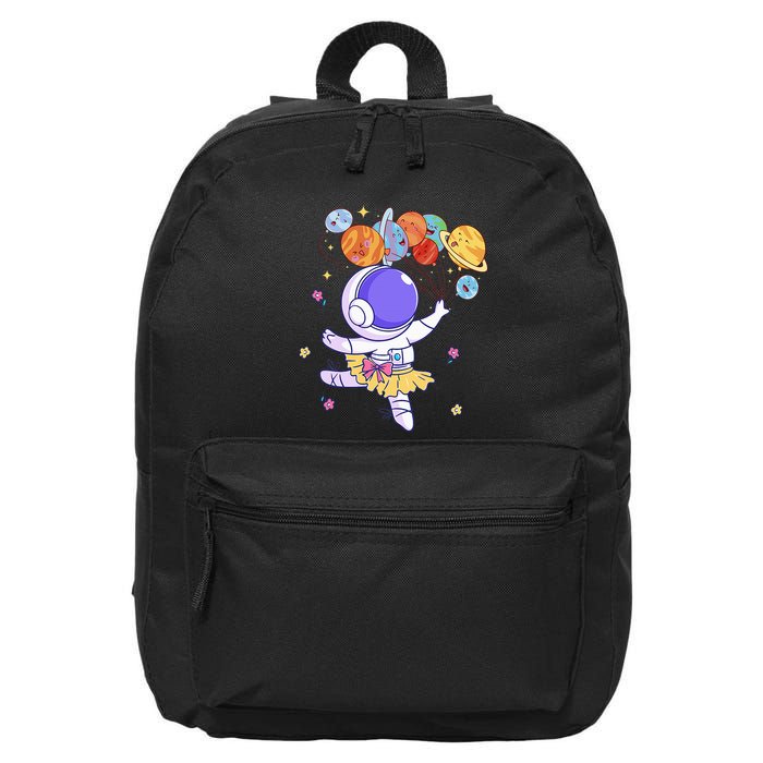 Ballerina Girl Cute Space Astronaut Costume Planet Balloons 16 in Basic Backpack