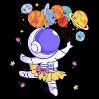 Ballerina Girl Cute Space Astronaut Costume Planet Balloons 16 in Basic Backpack