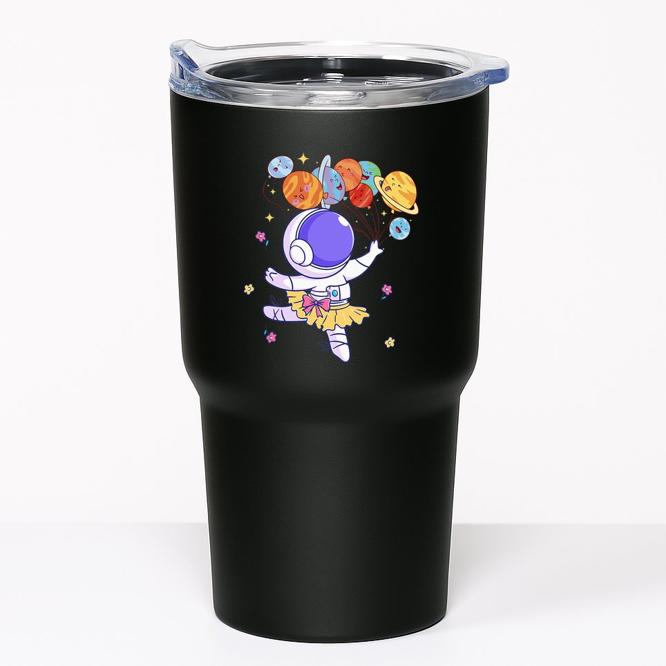 Ballerina Girl Cute Space Astronaut Costume Planet Balloons Tumbler