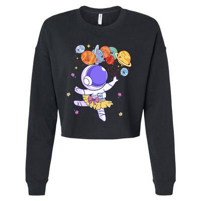 Ballerina Girl Cute Space Astronaut Costume Planet Balloons Cropped Pullover Crew