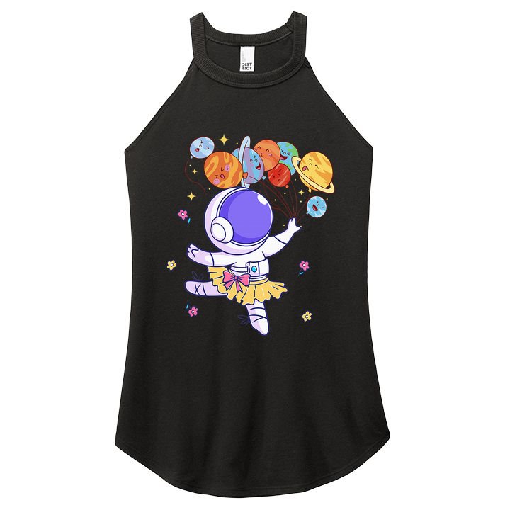 Ballerina Girl Cute Space Astronaut Costume Planet Balloons Women's Perfect Tri Rocker Tank