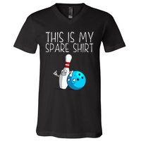 Bowling Gift Cool Bowler Spare Ball Pin V-Neck T-Shirt