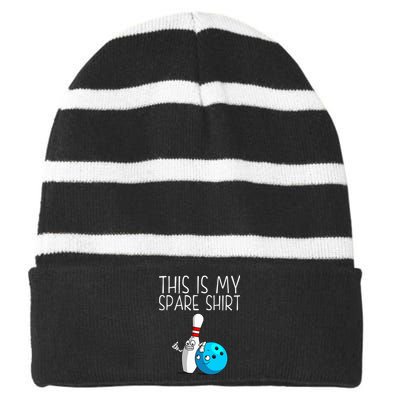 Bowling Gift Cool Bowler Spare Ball Pin Striped Beanie with Solid Band